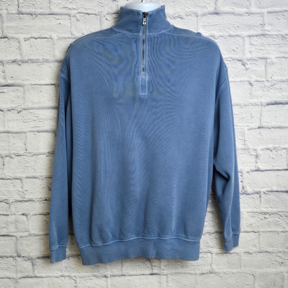 Tommy Bahama Sweater Mens Size Medium Blue Quarter Zip Long Sleeve Pullover